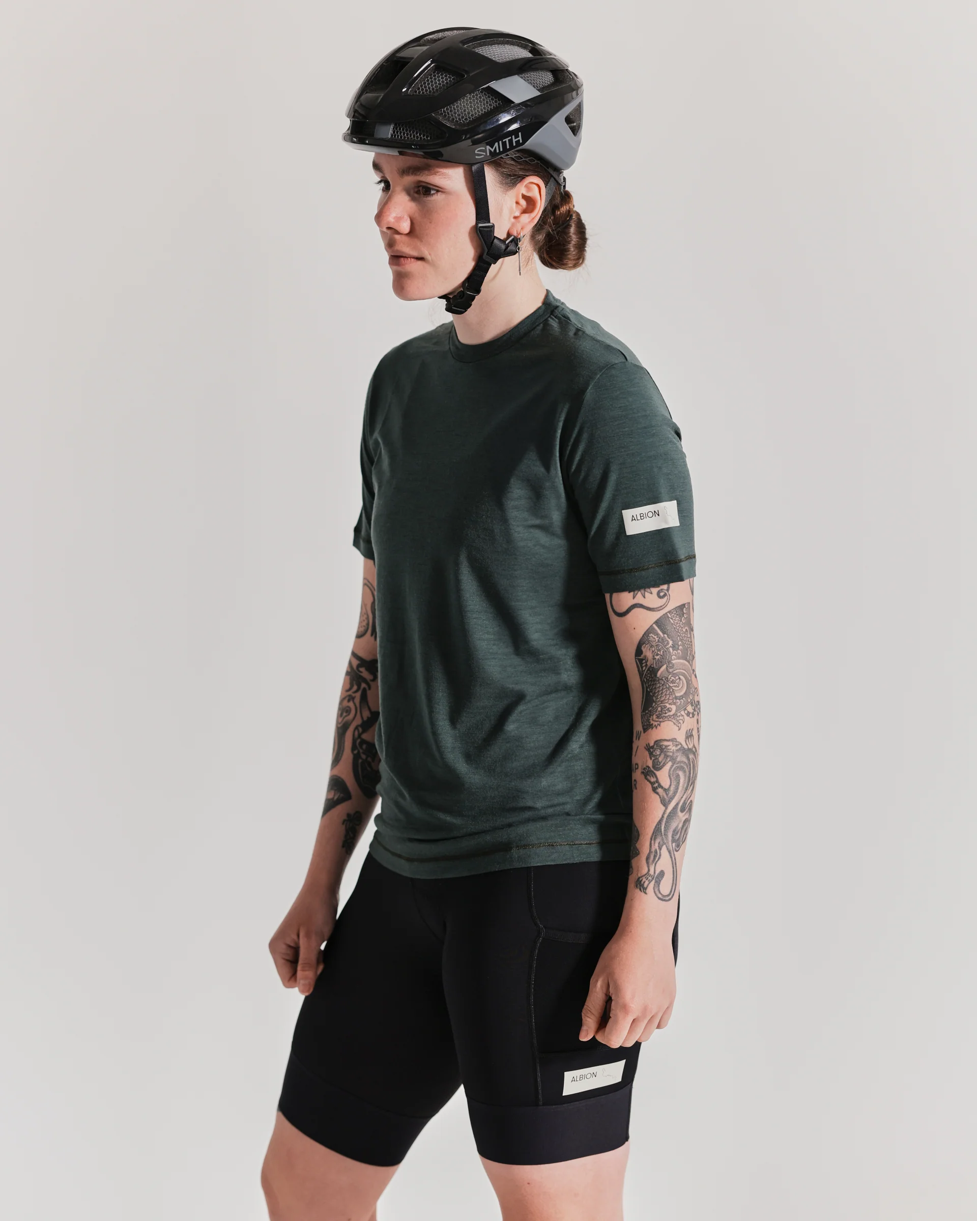 Albion Unisex Merino Riding T-Shirt Pine - Image 4