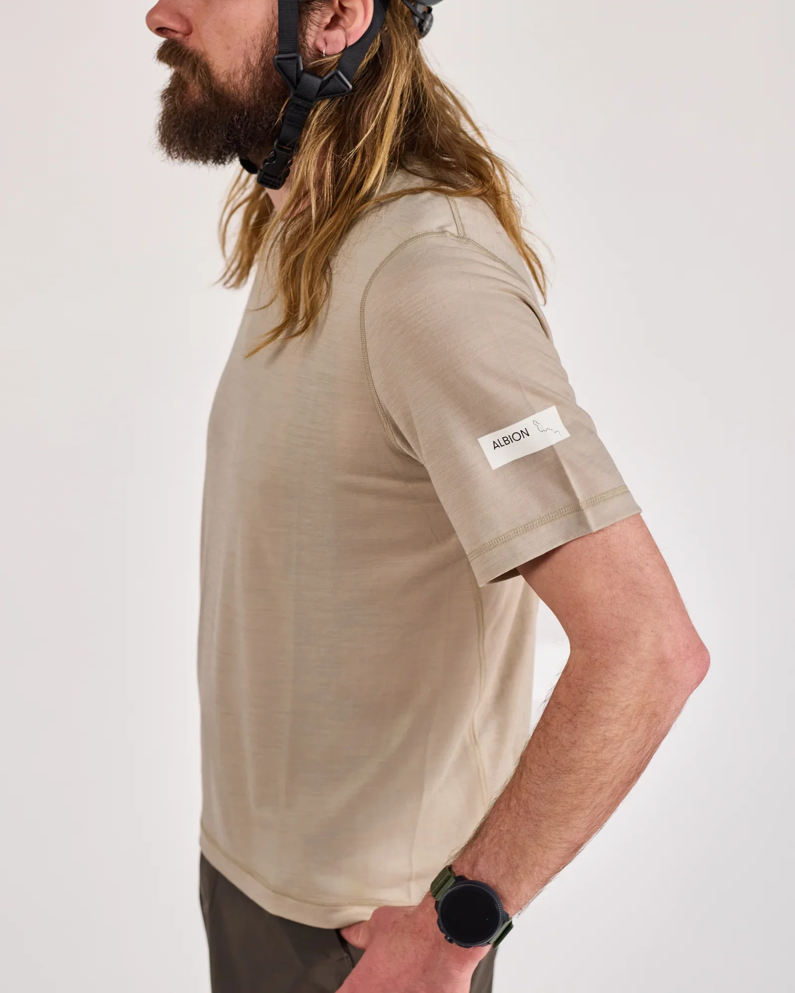 Albion Unisex Merino Riding T-Shirt Sandstone - Image 8