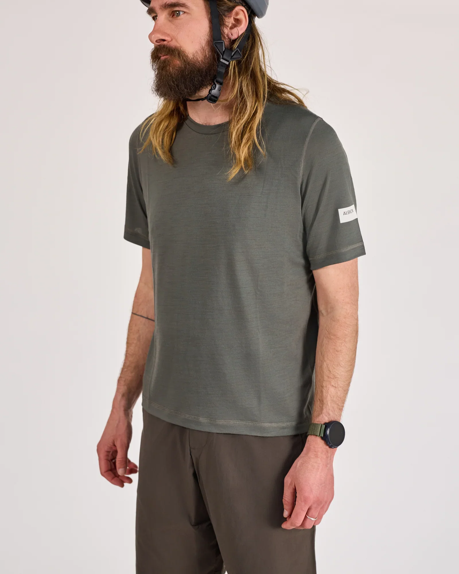 Albion Unisex Merino Riding T-Shirt Shale Green - Image 10