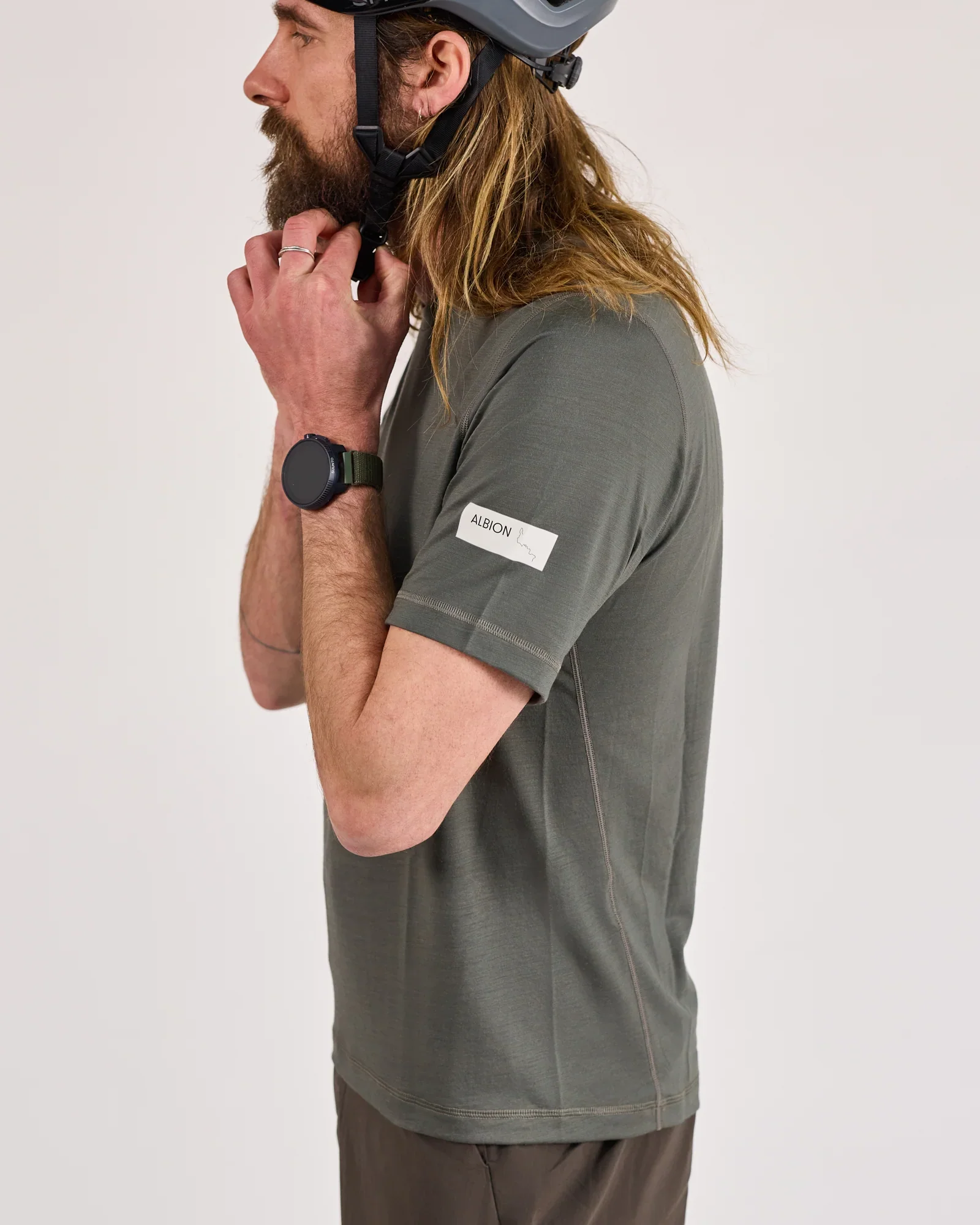 Albion Unisex Merino Riding T-Shirt Shale Green - Image 8