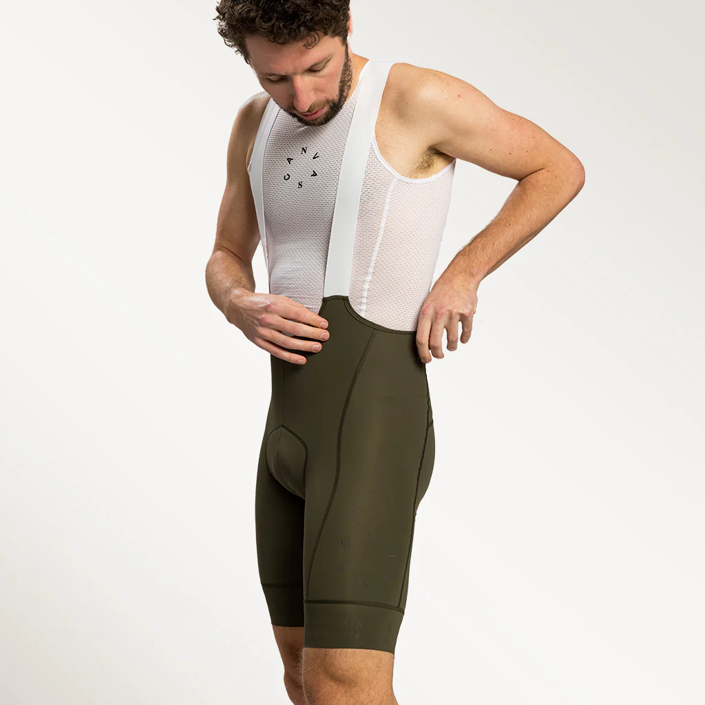 Canvas Solid Men's Bib Shorts Dark Sage - Image 3