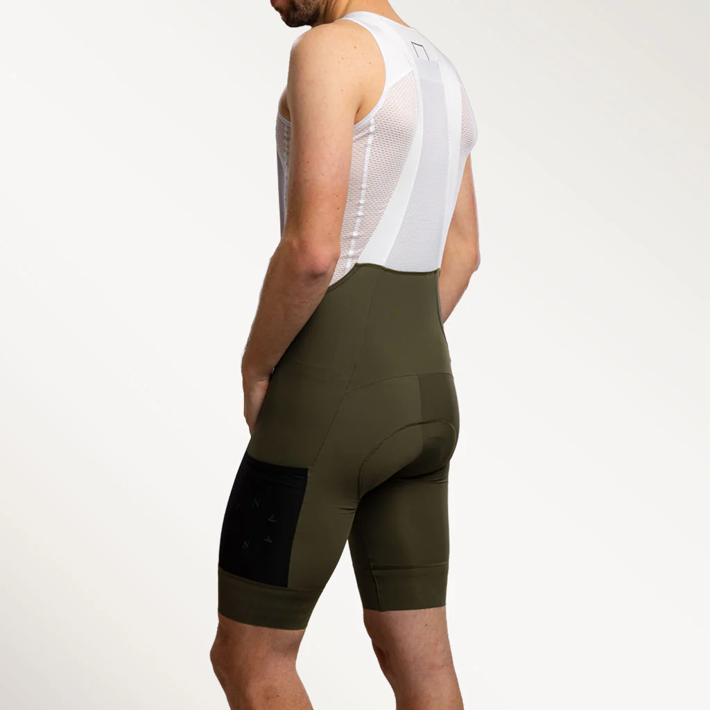 Canvas Solid Men's Cargo Bib Shorts Dark Sage - Image 4