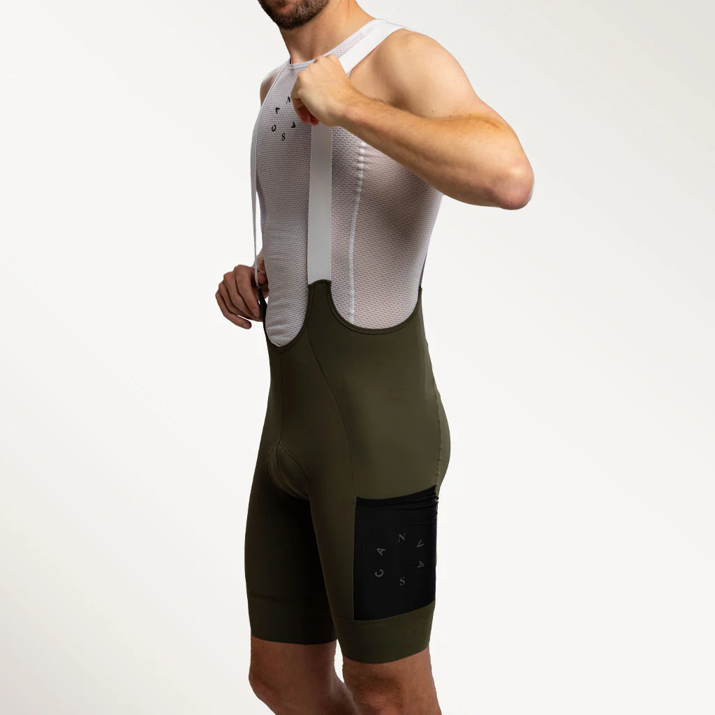Canvas Solid Men's Cargo Bib Shorts Dark Sage - Image 6