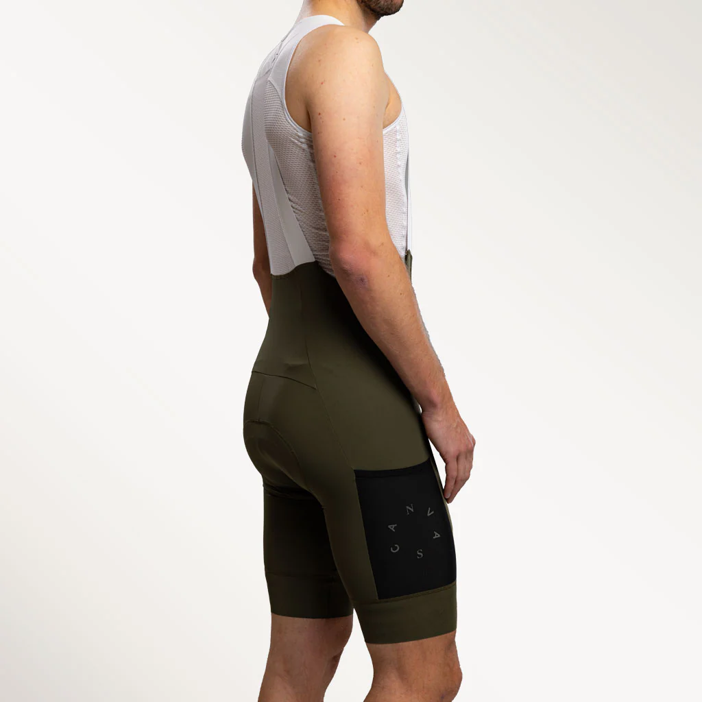 Canvas Solid Men's Cargo Bib Shorts Dark Sage - Image 8