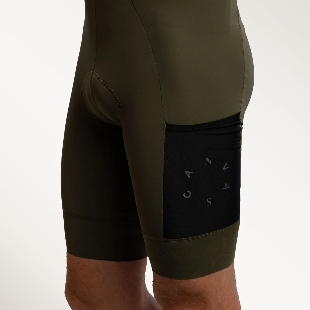 Canvas Solid Men's Cargo Bib Shorts Dark Sage - Image 9