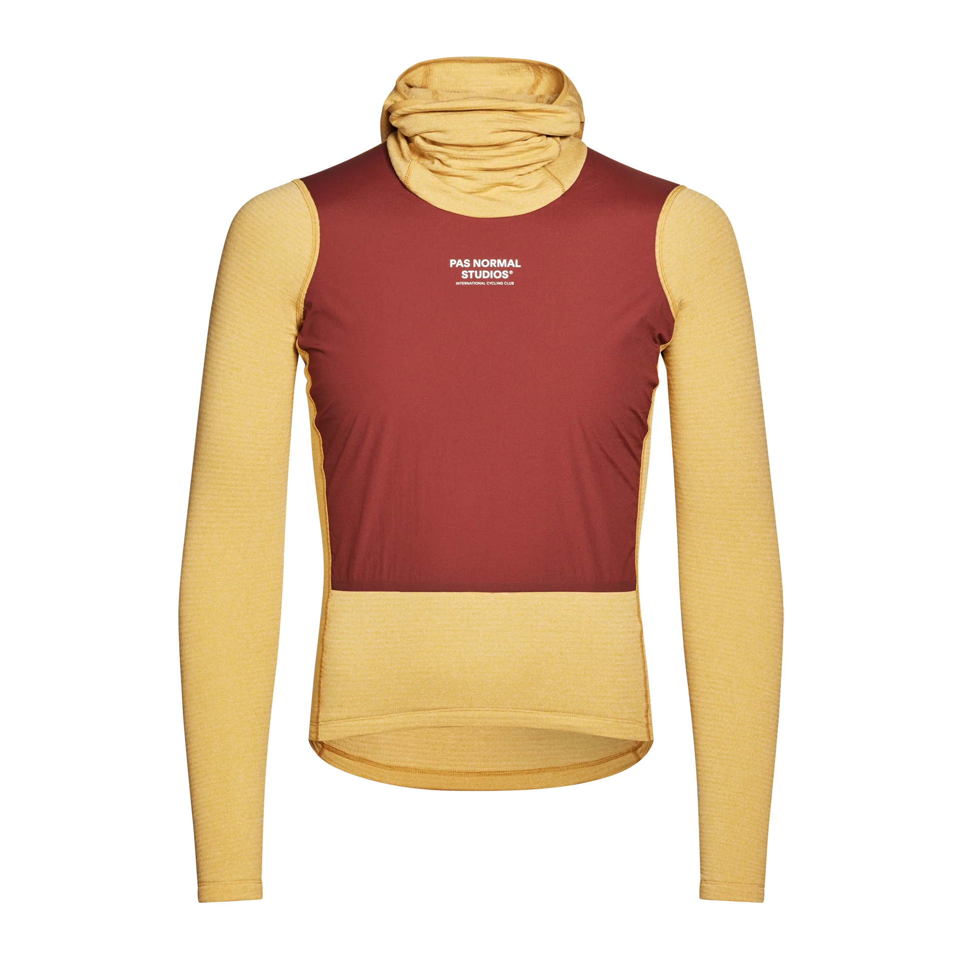 PNS Men's Thermal Hooded Longsleeve Windproof Baselayer Camel/Maroon