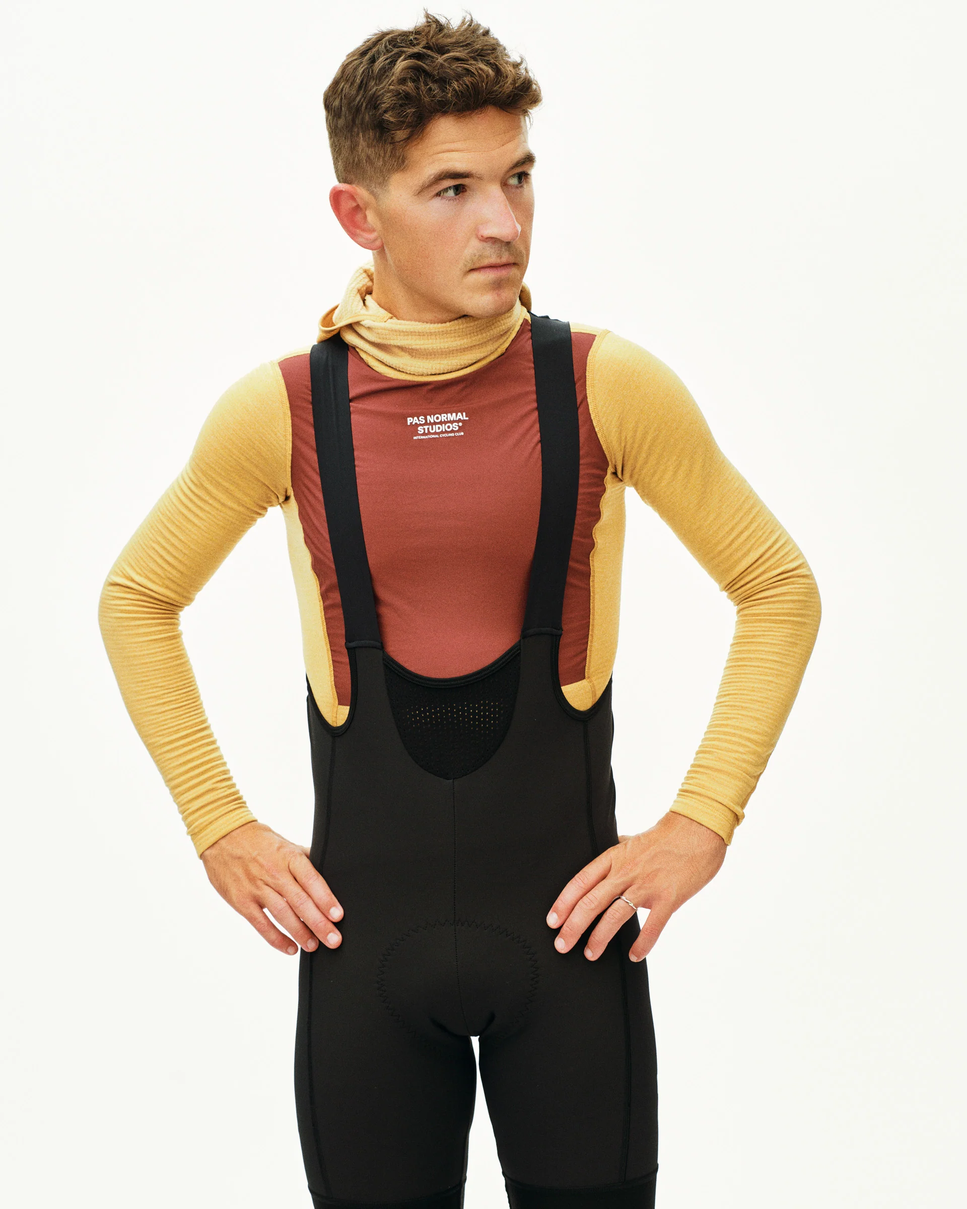 PNS Men's Thermal Hooded Longsleeve Windproof Baselayer Camel/Maroon - Image 6
