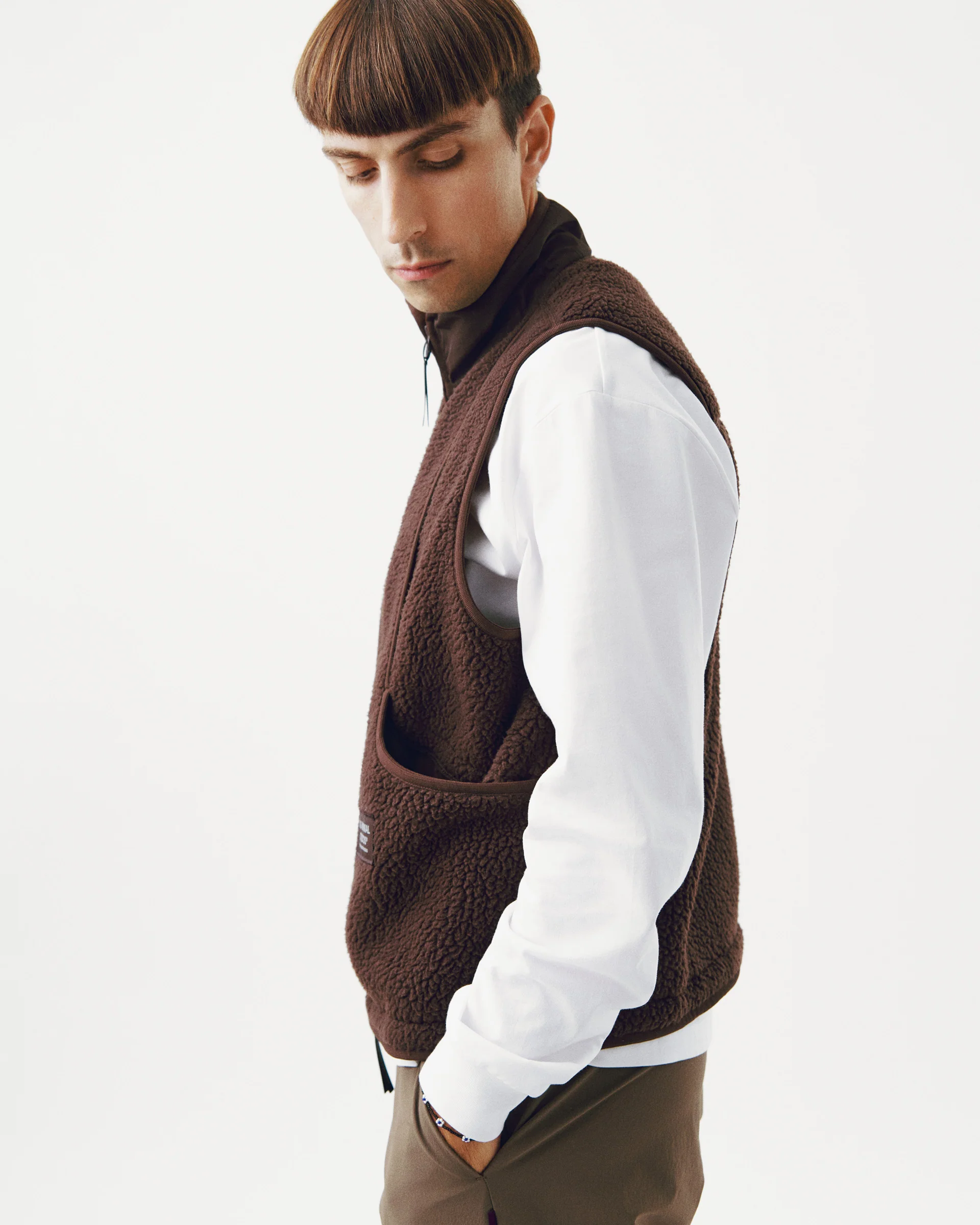 PNS Off-Race Pile Fleece Vest Light Brown - Image 3