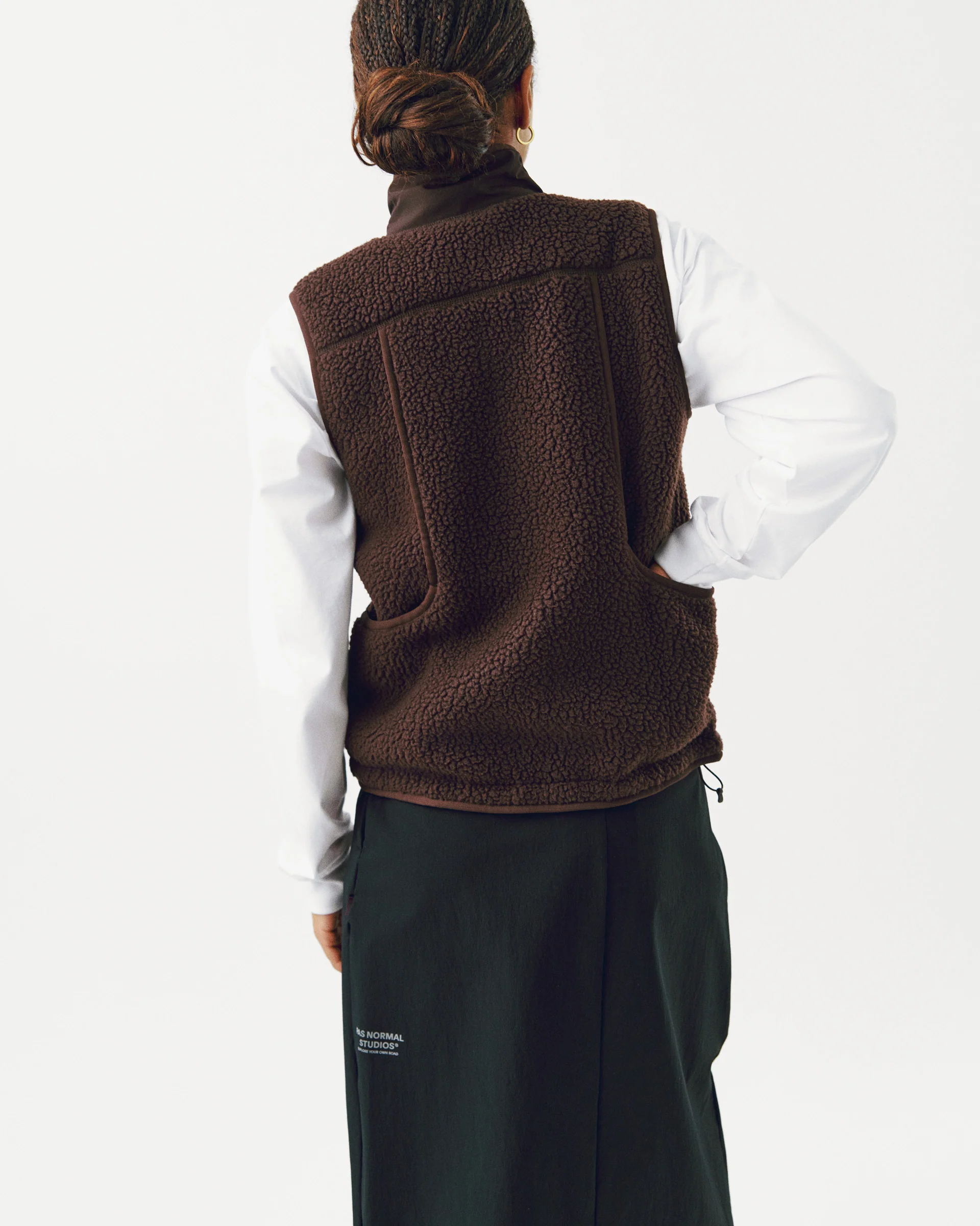 PNS Off-Race Women's Pile Fleece Vest Light Brown - Image 3