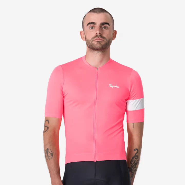 Rapha Core Men's Jersey High-Vis Pink/White - Image 2