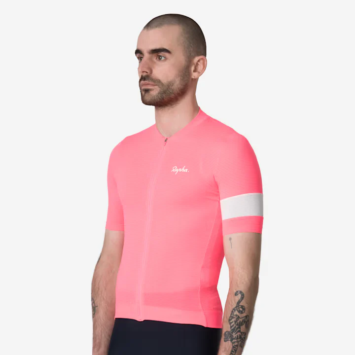 Rapha Core Men's Lightweight Jersey High-Vis Pink/White - Image 4