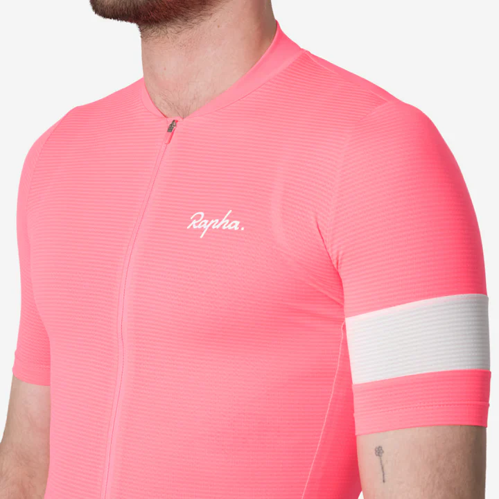 Rapha Core Men's Lightweight Jersey High-Vis Pink/White - Image 5