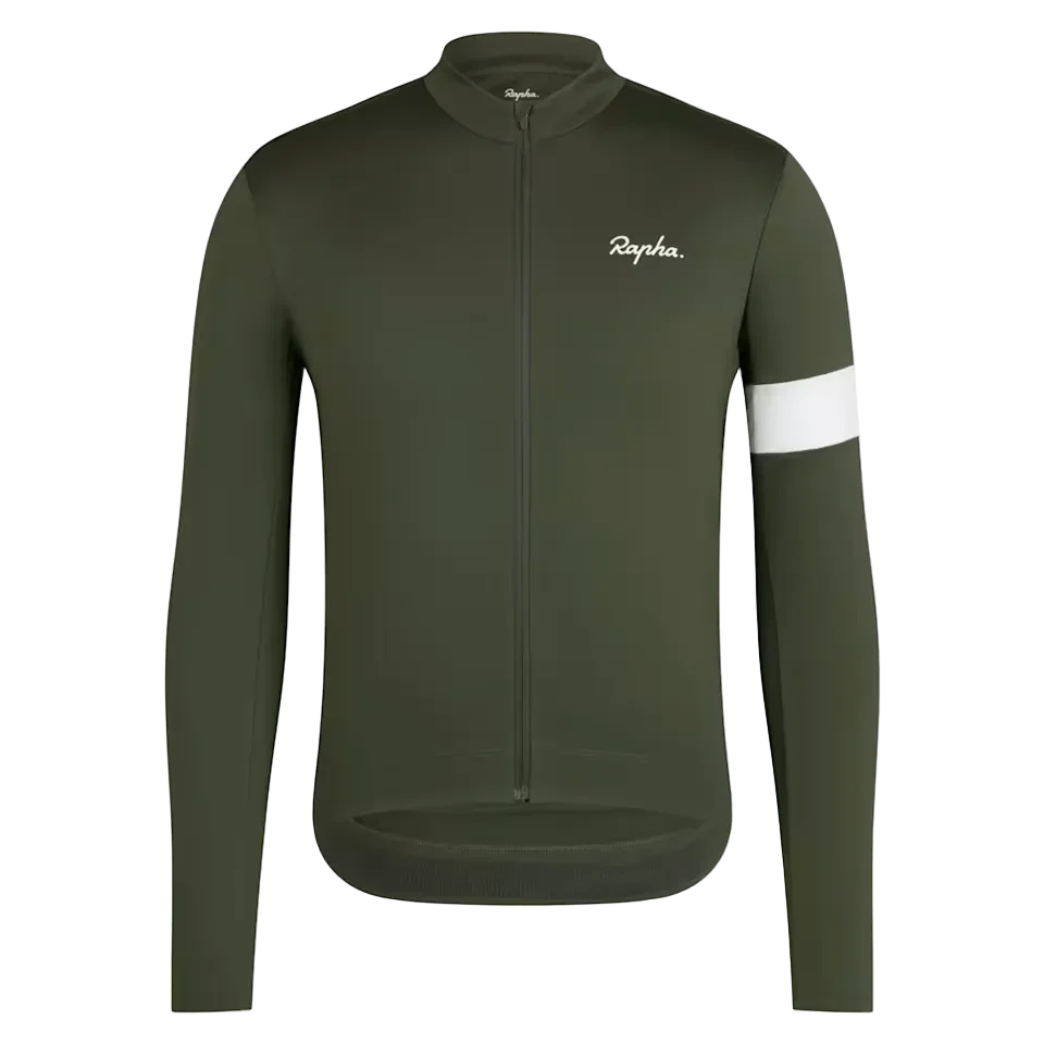 Rapha Core Men's Thermal Longsleeve Jersey Dark Green/White